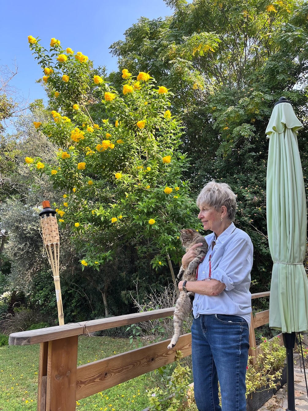 Ricky and Katz on patio